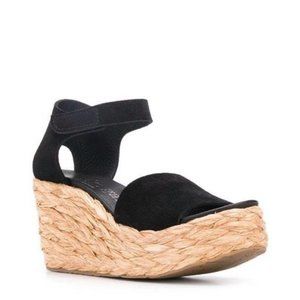 Pedro Garcia Dory Wedge Espadrille Sandal in Black Suede
